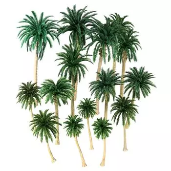 NUOLUX Model Tree Miniature Trees Coconut Palm Trees Set of 15 1:70-1:150 Tree Model Railway Model DIY Landscape Bonsai Decoration Approx. 16см,