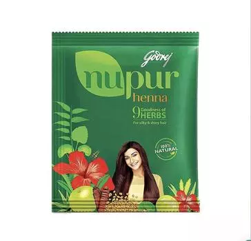 Нупур: лечебная хна для волос 9 трав (120 г), Nupur Henna Goodness of 9 Herbs, Godrej
