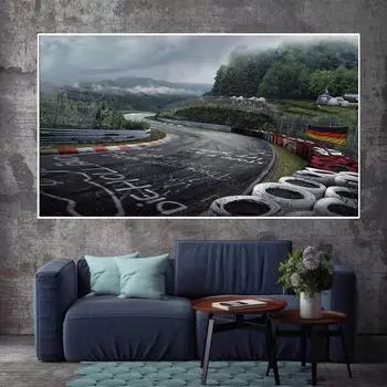 Нюрбургринг Ралли Ипподром Ипподром Холст Картина Печать Плакатов Лесной Пейзаж Настенное Искусство Гостиная 21cm30cm NoFrame