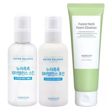 Nuri Forest Nuri Moist Skin 160ml + Lotion 160ml + Green Ginseng Foam Cleanser 120ml, 1 set