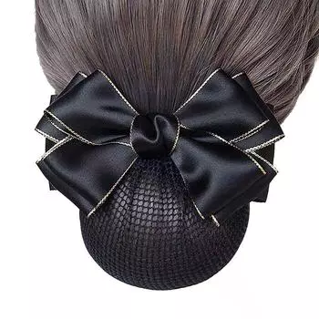 Nurse Female For Girls Headwear Ponytail Clip Korean Bun Snood Hairgrips Cover Net Bow Spring Clip black-A