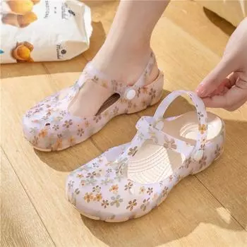 Nurse Hole Shoes Women s Ins Модные сандалии Bag Head Летние устойчивые скользкие тапочки на толстой подошве для пляжа и дома с мягкой подошвой Верхняя одежда 36