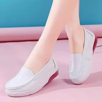 Nurse shoes, women s summer soft sole, comfortable, breathable, non-slip, not tiring, foot thick sole custom work, medical small white single shoes 34 белый