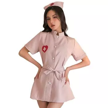Nurse Uniform Cosplay Sexy Erotic Pink Stockings Included 4 Piece Set Clothes to Kill Your Virginity Sweater Series Cosplay Erotic Cosplay Cute Sexy