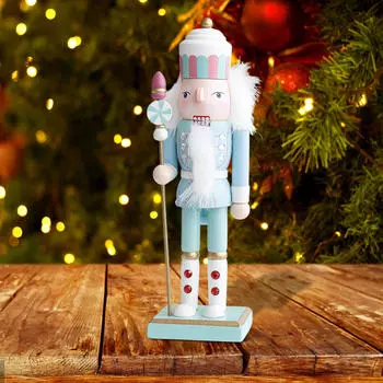 Nutcracker Ornament Christmas Figurines Decorations Sculpture Desktop Wood for Style A