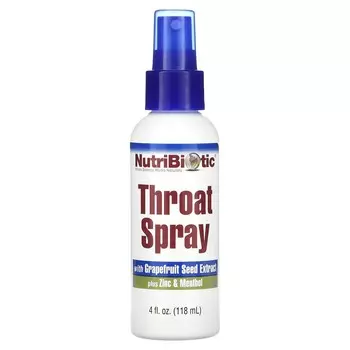 NutriBiotic, спрей для горла с экстрактом семян грейпфрута + цинк и ментол, 4 жидких унции (118 мл)