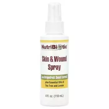 NutriBiotic, спрей для первой помощи при ранах и кожных заболеваниях с экстрактом семян грейпфрута, 4 жидких унции (118 мл)