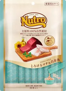 Nutro Melting Tuna White Fish 12 г x 20 штук натуральные ингредиенты и красители здоровая кожа и & [Основные 100% ингредиенты/Лакомства для кошек/Ароматизаторы
