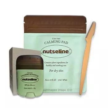 Nutserine Cicanet Cica Balm Sun Stick 18 г + Nutserine Cica Nut Calming Pad 10 листов + 1 нож для бровей