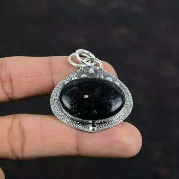 Nuummite Gemstone Pendant Handmade Jewelry Statement Pendant 925 Sterling Silver Pendant Elegant Pendant Dainty Silver Jewelry Gifts For Mom
