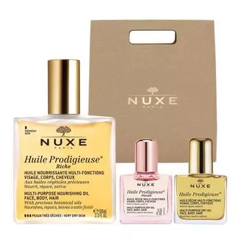 Nuxe Will Prodigy Multi Rich Oil 100мл + Сухое масло 10мл + Цветочное масло 10мл, 1 комплект