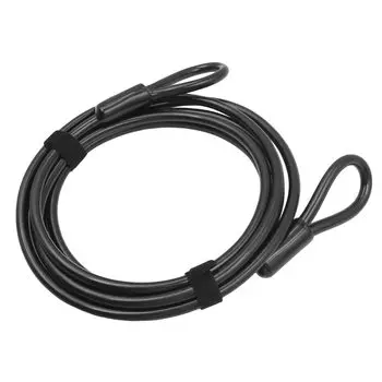 NUZAMAS 12 мм x 1800 мм двухпетлевой виниловый покрытый многожильный плетеный стальной трос с самонаматыванием черный для двери велосипеда багажная тележка