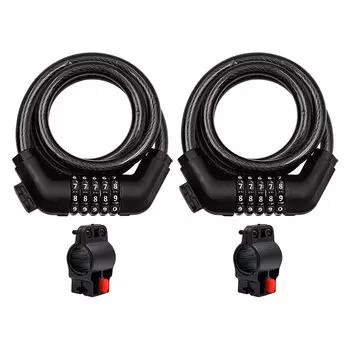NUZAMAS велосипедный коммуникационный цепной замок с держателем, 2 шт., 1200 мм, 4-значный цифровой код, комбинация пароля для велосипеда, велосипедный цепной замок для