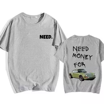 Нужны деньги на футболки с изображением гоночных автомобилей. Футболка с коротким рукавом для мужчин и женщин. Высококачественные хлопковые удобные футболки. Летняя мужская футболка с круглым вырезом. XS белый