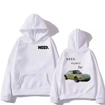 Нужны деньги на толстовки с принтом в виде спортивной машины и букв, мужскую/женскую одежду, повседневную зимнюю флисовую кофту с длинным рукавом, уличную одежду XS белый