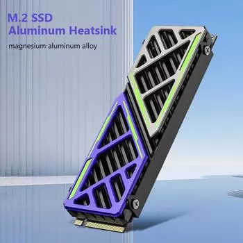 NVME NGFF Radiator Magnesium Aluminum Alloy PC Efficient Cooler with Thermal Silicone Pad M.2 Heatsink Cooler for PC/PS5 светло-синий