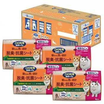 Nyan Tomo Clean Toilet дезодорирующий с 3 дезодорирующими дезодорирующими и антибактериальными листами для нескольких 8 листов x 4 шт. туалетной бумаги для системы белый