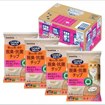 Nyantomo Clean Toilet Chip Большая емкость Мелкие зерна x 4 шт. Для системы Туалет Дезодорирующий/Антибактериальный 4.4 л (Продано Дело) [Наполнитель для кошачьего туалета] коричневый