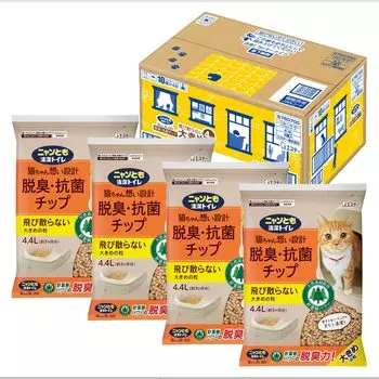 Nyantomo Clean Toilet Chip Большая емкость Крупное зерно x 4 шт. Для системы Туалет Дезодорирующий/Антибактериальный 4.4 л (Продано Дело) [Наполнитель для кошачьего туалета] коричневый