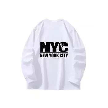 NYC Autumn Clothing Длинные рукава из чистого хлопка Новые мужские и женские топы, весенний внутренний слой, базовая рубашка, футболка с круглым вырезом и длинными рукавами M коричневый