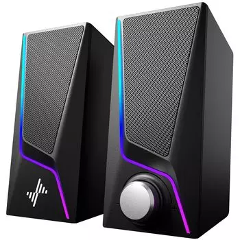 Nylavee PC Gaming Speaker PC Speaker оснащен 6 режимами светодиодной подсветки 2 портами усиления басов 2 динамиками Кабель в комплекте Совместимость с USB