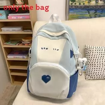 Nylon Backpack Casual With Letter Print Design And Heart Pattern School For Small