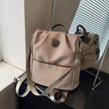 Нейлоновый рюкзак с застежкой-молнией, однотонный, новый, большой вместимости, универсальный, повседневный, мягкий, с изогнутым плечевым ремнем