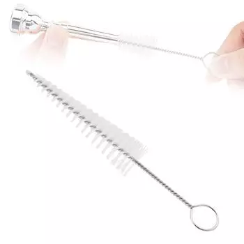 Nylon Bristles Stainless Steel Trumpet Mouthpiece Cleaning Brush Heavy Duty Trombone French Horn Tuba Professional Maintenance Tool