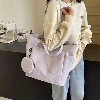 Нейлоновая сумка-тоут Bute Женская Большая вместимость Портативная сумка для класса/поездок на работу Студенческая сумка через плечо для компьютера фиолетовый