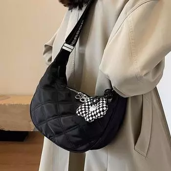 Nylon cloth bag women s large capacity 2024 new autumn and winter broadband shoulder messenger bag niche high-end dumpling bag