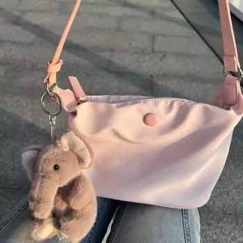 Nylon cloth leather zipper lightweight texture shoulder portable underarm bag female Korean version dumpling bag