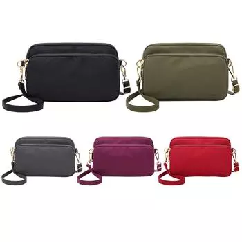 Nylon Crossbody Bag Large-capacity Zipper Messenger Bag Lightweight for Shopping чёрный