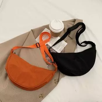 Nylon For Girls Solid Single Shoulder Bags Women Messenger Bags Korean Dumpling Bags Crossbody Bag оранжевый