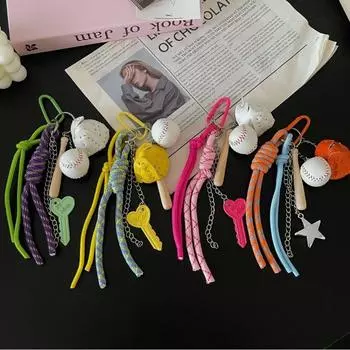Nylon Nylon Rope Pendant Retro Car Key Ring Baseball Braid Rope Keychain Couple style 1