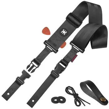 Nylon Seat Belt Guitar Strap Clip Buckle Fit Guitar [Amumu] Acoustic/Electric/Bass чёрный