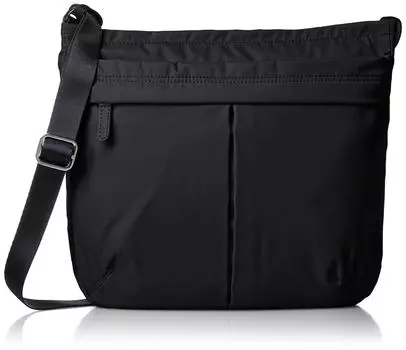 Nylon Taffeta Shoulder Bag Vertical Style Black [Isaac] Women s Y62-01-03