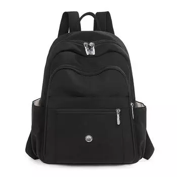Nylon Women s Backpack Solid Color Backpack Student Schoolbag чёрный