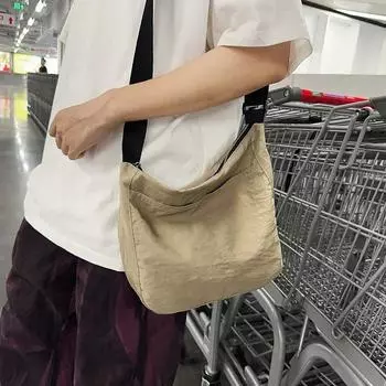 Nylon Zipper Youth Women s Shoulder Bags Casual Crossbody Bags Basic Style Bags чёрный