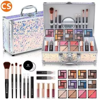 NYMPH All-in-One Train Makeup SILVER Серебряный набор косметики Тени для век Румяна Тушь для ресниц Блеск для губ Набор для макияжа для начинающих, 1 предмет