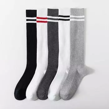 О гольфах, длинные, до колена, эластичные женские гольфы, элегантные носки JK для женщин на открытом воздухе чёрный/белый