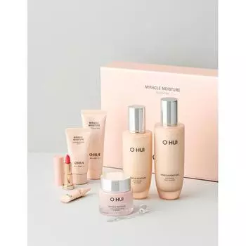 O Hui Miracle Moisture Pink Barrier 3 упаковки 150 мл для кожи 130 мл эмульсия 30 мл крем 4 бесплатные мини-помады в комплекте