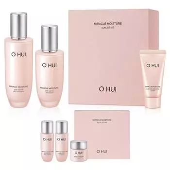 O HUI Miracle Moisture Pink Barrier Skin 150 мл + Эмульсия 100 мл + Крем 25 мл + Miracle Moisture Miniature Basic Cosmetics Набор из 3 предметов