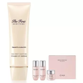 O HUI Первый Genature Vitamin UV Defense Sunblock 50 мл + Miracle Moisture Miniature Basic Cosmetics Набор из 3 предметов