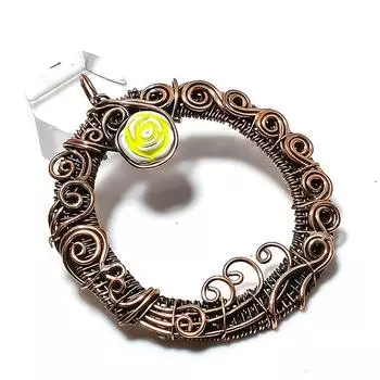 O Look Gemstone Handmade Copper Wire Wrap Jewelry Pendant 2.64 v8j41