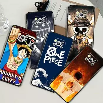 O-ne P-iece Luffy Art для POCO C55 C50 C40 C3 F5 F4 F3 M6 M5 M4 M3 X5 X4 X3 GT Pro, черный силиконовый чехол для телефона Poco X3 Pro