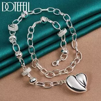 О-образная цепочка, романтическое ожерелье в форме сердца, подарок на вечеринку, ювелирные изделия серебряного цвета 45cm