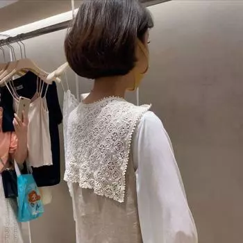 О-образный вырез Кукольная вязаная шаль Вышитый цветок Защитный шарф Вязаный крючком кружевной съемный воротник Весна style2