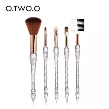 O.TWO.O 5 шт. набор кистей для макияжа профессиональные румяна для губ, тени для век, кисть для макияжа, инструменты для макияжа, кисть для ресниц с хрустальной алмазной ручкой золотой