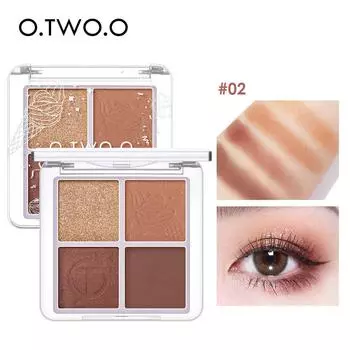 O.TWO.O Четырехцветная палетка теней для век перламутровая матовая земляного цвета стойкая портативная палетка теней для век