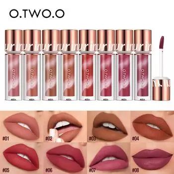 O.TWO.O Губная помада Блеск для губ Макияж Водонепроницаемая бархатная чашка с антипригарным покрытием 8 цветов Матовый стойкий оттенок для губ Сексуальная красная жидкая губная помада